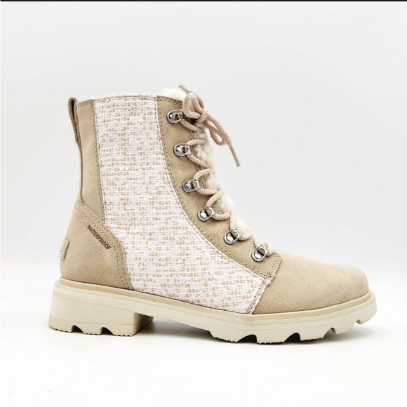 Sorel Shoes - Sorel LENNOX™ Lace Cozy Booties Beige Winter Ankle Boots Biker Waterproof Size 9